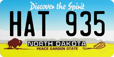 ND license plate HAT935