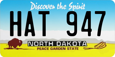 ND license plate HAT947