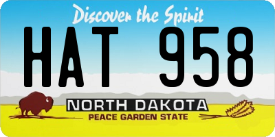 ND license plate HAT958