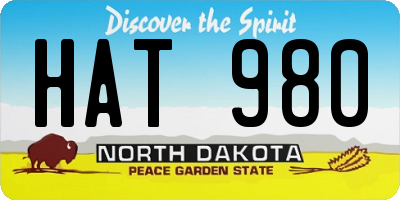ND license plate HAT980