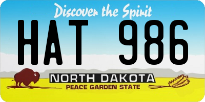 ND license plate HAT986
