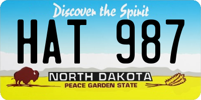 ND license plate HAT987
