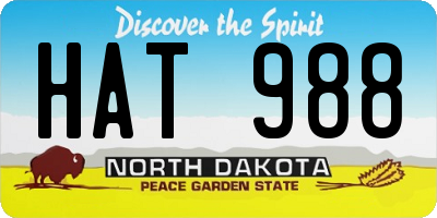 ND license plate HAT988