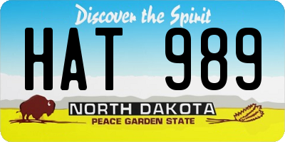ND license plate HAT989