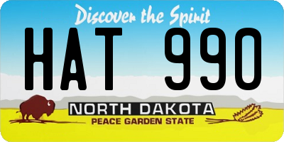 ND license plate HAT990