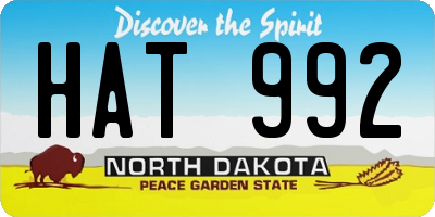ND license plate HAT992