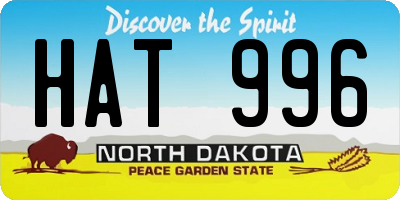 ND license plate HAT996