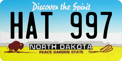 ND license plate HAT997
