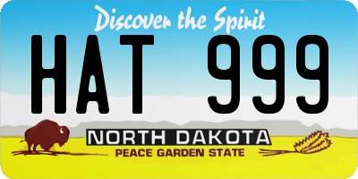 ND license plate HAT999