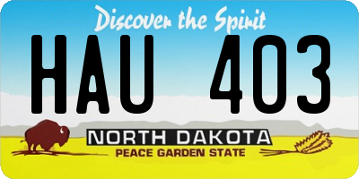 ND license plate HAU403