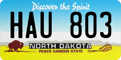 ND license plate HAU803