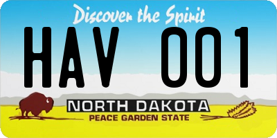 ND license plate HAV001