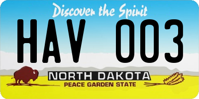 ND license plate HAV003