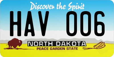 ND license plate HAV006