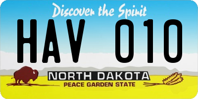 ND license plate HAV010