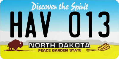 ND license plate HAV013