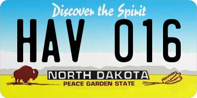 ND license plate HAV016