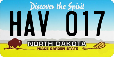 ND license plate HAV017