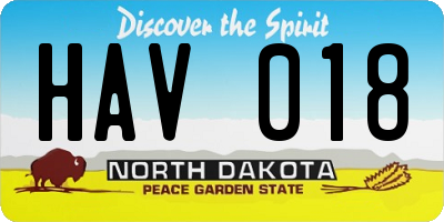 ND license plate HAV018