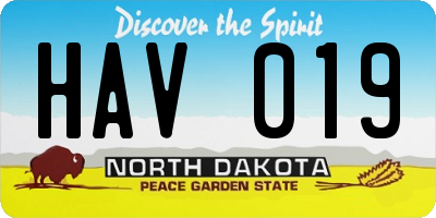 ND license plate HAV019