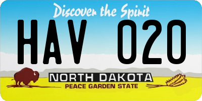 ND license plate HAV020