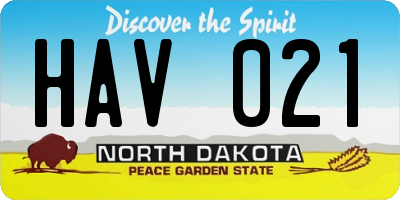 ND license plate HAV021