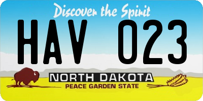 ND license plate HAV023