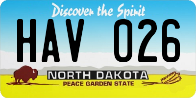 ND license plate HAV026