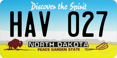 ND license plate HAV027