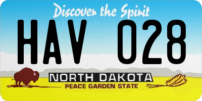 ND license plate HAV028