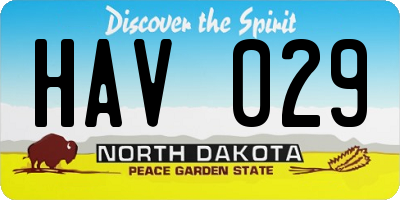 ND license plate HAV029