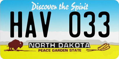 ND license plate HAV033