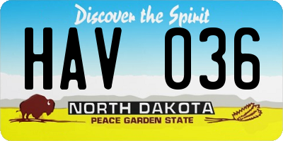 ND license plate HAV036