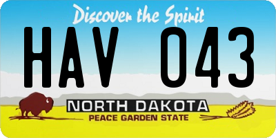 ND license plate HAV043