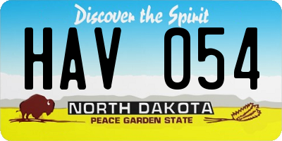 ND license plate HAV054