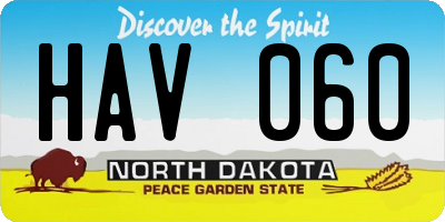 ND license plate HAV060