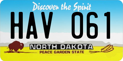 ND license plate HAV061