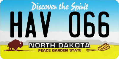 ND license plate HAV066
