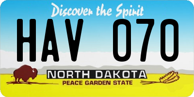 ND license plate HAV070