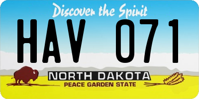 ND license plate HAV071