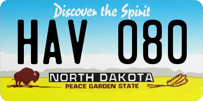 ND license plate HAV080