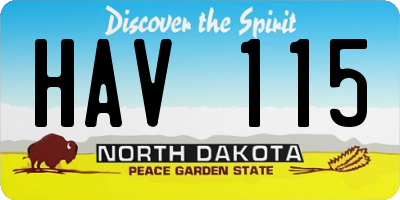 ND license plate HAV115