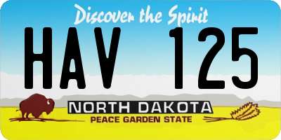 ND license plate HAV125