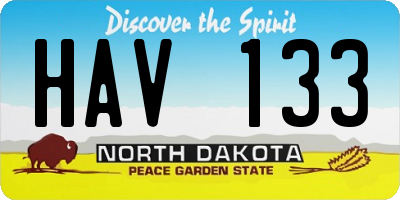 ND license plate HAV133