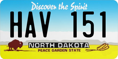 ND license plate HAV151