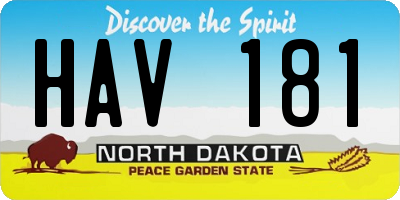 ND license plate HAV181