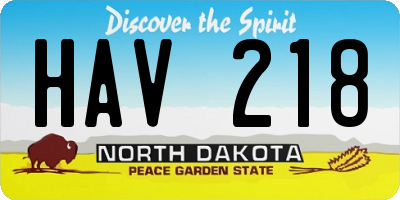 ND license plate HAV218