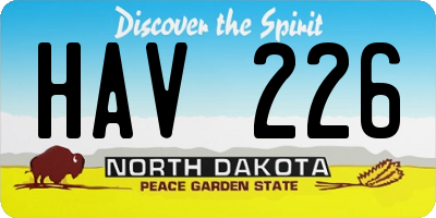 ND license plate HAV226