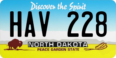 ND license plate HAV228