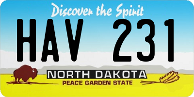 ND license plate HAV231